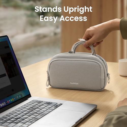 tomtoc 360° Sleeve for 15.6" Acer/Chromebook, Lenovo, HP, ASUS + Dual Compartment Water-Resistant Tech Pouch for Charger, Cord, Phone, Hard Drive, Power Bank – Laptop Case & Organizer Bundle