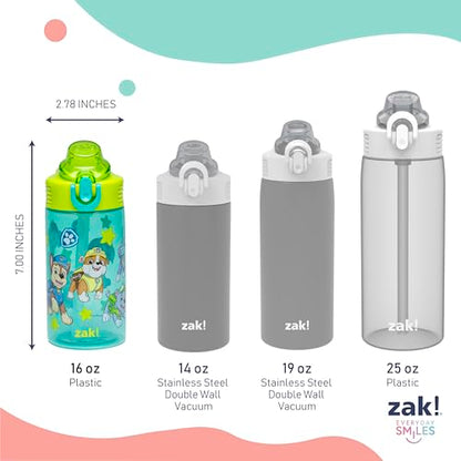 Zak Designs PAW Patrol Sage Kids Water Bottle For School or Travel, 16oz Durable Plastic Water Bottle With Straw, Handle, and Leak-Proof, Pop-Up Spout Cover, 2-Pack Set Chase & Friends - color: PAW Patrol (Chase & Friends)