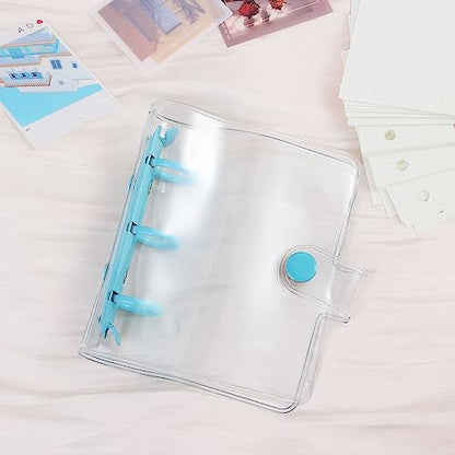 Leadigol 4-Piece Mini Transparent 3-Ring Binder Covers - Soft PVC Notebook Protector - Photo Album & Loose-Leaf Pages