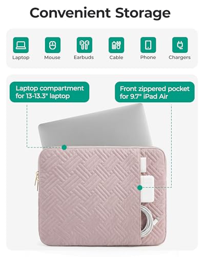 BAGSMART Laptop Sleeve Bag Compatible with MacBook Air/Pro, 13-13.3 inch Notebook, Compatible with MacBook Pro 14 Inch, MacBook Air M2 Sleeve 13 Inch, Repellent Protective Case with Pocket - color: Coffee Brown, size: 13-13.3 Inch