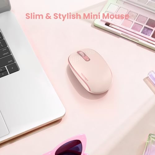 TECKNET Wireless Mouse,Bluetooth Mouse (BT5.3/5.0 & 2.4G) with USB Receiver Silent Optical Computer Mice，Wide Compatibility - color: Pink