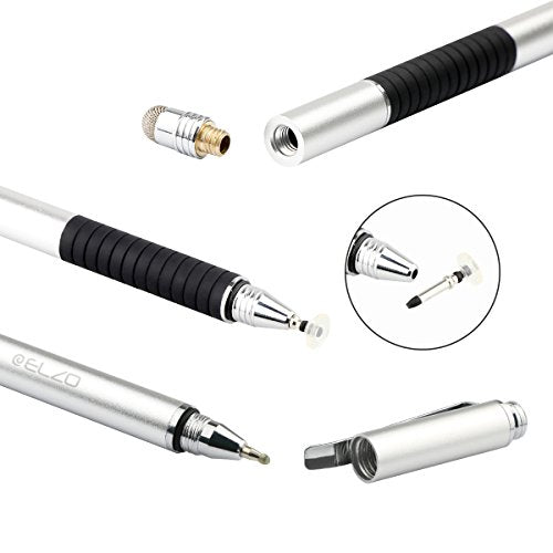 ELZO 3 in 1 Stylus, Disc Stylus Touch Screen Pens and Gel Pen Combo, 2 Pcs with 6 Replacement Tips for All Touch Screens Tablets and Cell Phones, iPhone/iPad/Samsung/Lenovo and More