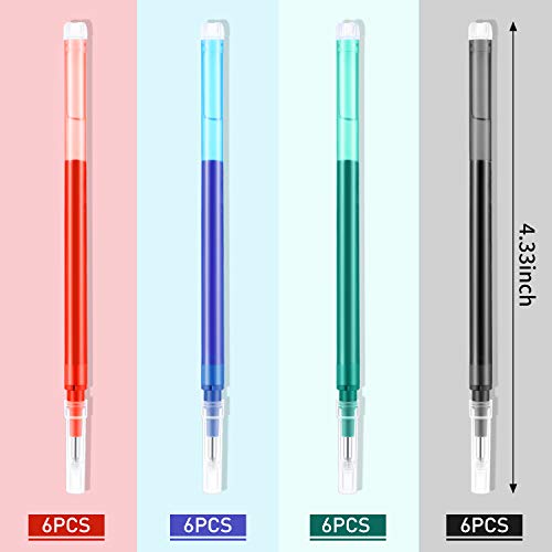 Zonon 24 Pcs 0.7mm Erasable Gel Ink Pen Refills Compatible with Frixion Friction Gel Ink Refills Medium Fine Point Erasable Pens Lead for Writing Planner and Crossword Puzzles(Black, Red, Green, Blue) - color: Black, Red, Green, Blue