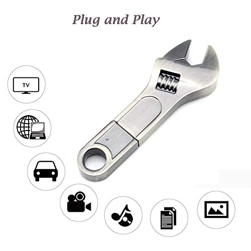 AreTop Novelty Flash Drive 32GB, USB2.0 Miniature Spanner Shape Cute USB Flash Drive Thumb Drives Cool Memory Stick Pen Drive Gift for Collegue Students Kids Children Employees Present - size: 32GB, style: Spanner