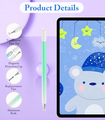 Stylus Pen for Touchscreen, Kenkor 2 in 1 Active iPad Pencil High Sensitivity & Precision, Stylus Pen for Nintendo Switch 2/iPhone/iPad/Samsung/Galaxy/Huawei/Surface, All Touch Screens - Blue+Green - color: Green+Blue