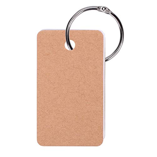 Mini Blank Flash Cards with Binder Rings Kraft Paper Blank Index Cards 4x6 with Punched Holes Easy Flip Flash Card White Study Note Cards Unruled Memo Scratch Pads Small DIY Greeting Cards 5 Pack - color: Brown