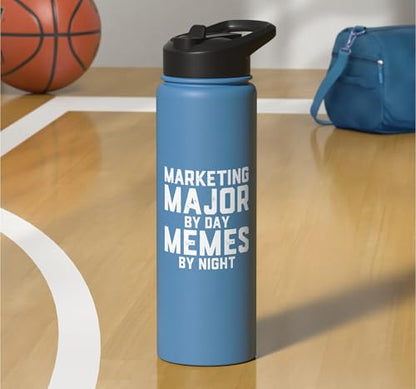 Marketing Major By Day Memes By Night Marketer Joke Student Stainless Steel Insulated Water Bottle - color: Light Blue