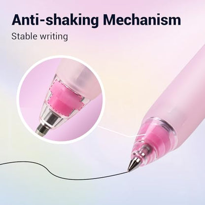 WRITECH Retractable Gel Ink Pens: 0.5mm Black-Ink Switch Between Silent and Clicky Soft Grip Fine Point Pen for Journaling Smooth Writing Quick-dry No Bleed 10ct - color: Black-A