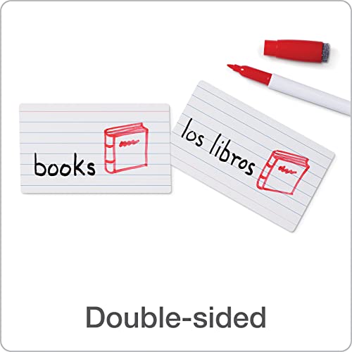 Oxford Dry Erase Index Cards, 3x5 Ruled, Reusable Flash Cards, Double Sided Dry & Wet Erase Cards for Gaming, Study or Vocabulary, 100-Pack (63512) - style: 100 Ruled