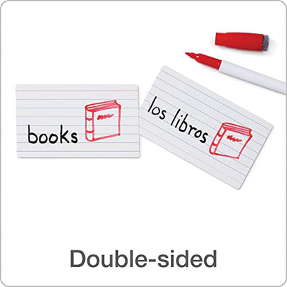 Oxford Dry Erase Index Cards, 3x5 Ruled, Reusable Flash Cards, Double Sided Dry & Wet Erase Cards for Gaming, Study or Vocabulary, 100-Pack (63512) - style: 100 Ruled