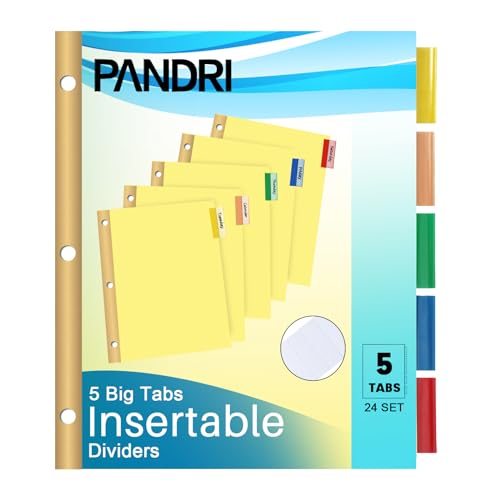 Binder Divider, PANDRI 120 Pack Binder Index Dividers with 5 Tabs,Letter Size Paper Binder Divider for School Office Home Business,Yellow - size: 120pack