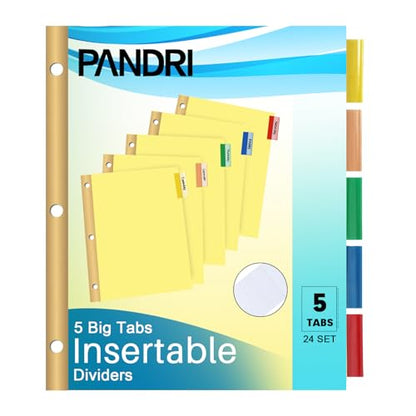 Binder Divider, PANDRI 120 Pack Binder Index Dividers with 5 Tabs,Letter Size Paper Binder Divider for School Office Home Business,Yellow - size: 120pack
