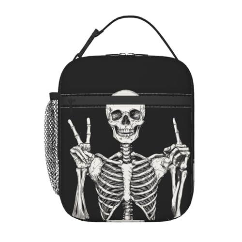 Gothic Skull Insulated Lunch Box Reusable Lunch Tote Bag for Kids Women Men Halloween Cooler Bag for Adult Skeleton Funny Skull Portable Lunch Bag for Work School Picnic Camping - color: Gothic Skull, size: 10x4x8 Inch