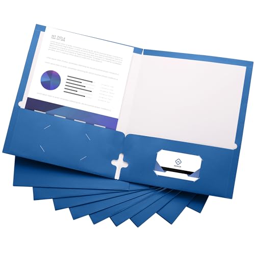 10 Pack Two Pocket Folders, Light Blue, Strong Thick Paper Folders, for Letter Size, by ACTIVITYya - color: Light Blue