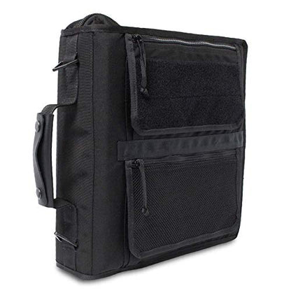 Tactical 3-Ring Binder Cover System, Zippered Padfolio Organizer Bag with leather handle (fits 1.5-2" Binders, Black) - color: Black, size: Fits 1.5-2" Binders