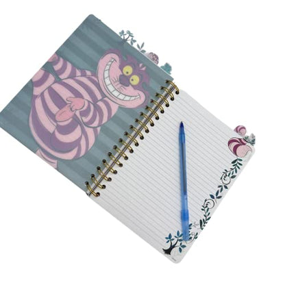 Disney Alice in Wonderland Cheshire Cat Tab Journal Spiral Notebook Notepad | Cheshire Cat Vinyl Cover, 144 Lined Pages, 8 x 7 Disney Notebook, School Supplies & Office Stationery, Journaling, Planning - style: Alice in Wonderland