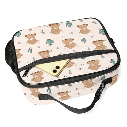 WOBAGMEN Highland Cow Lunch Box for Kids, Cute Insulated Lunch Bag for Boys Girls,Waterproof Lunch Box with Water Bottle Holder for Teens Adults Picnic Travel Back to School (Highland Cow Cactus) - color: Highland Cow Cactus