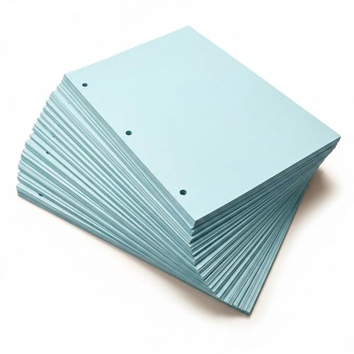 Copy Printing and Writing Colored Paper, 20 Pound - 75 Gsm, 3 Hole Punch, 500 Sheets per Ream. (Blue) - color: Blue