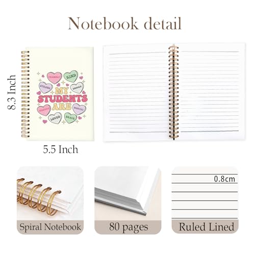 Pink Teacher Notebook, Teacher Appreciation Gifts Journal For Women, Cute Motivational Floral Teach Love Inspire Notebooks, 5.5x8.3 Inch - color: Cute