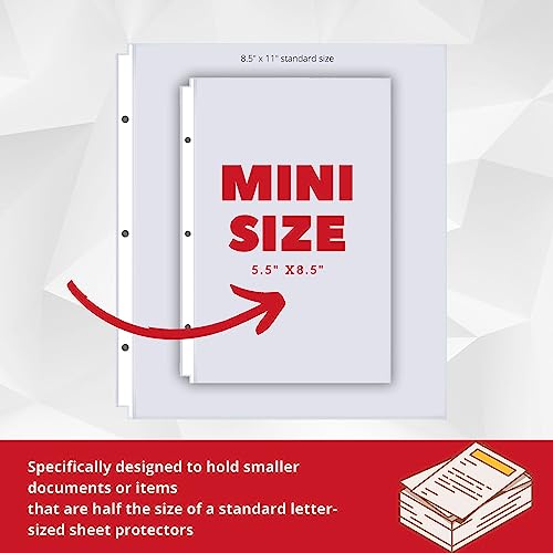 Performore Heavyweight Clear Mini Sheet Protectors Holds 5.5 x 8.5 Inches Sheets, Fits a 3-Ring Binder, Crystal Clear and Acid-Free with Reinforced Holes, Top Loading Paper Protector (25 Pack)