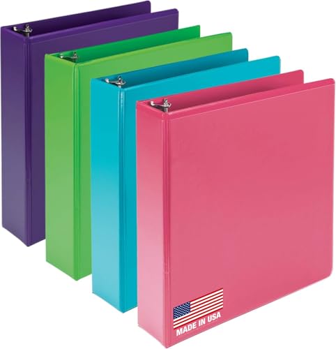 Samsill BioBinder 2 Inch (4-Pack) - Durable Plant-Based 3 Ring View Binder, USDA Certified Biobased, Customizable Nonstick Cover & Spine - 425 Sheet Capacity, Letter Size School Office Organizer - color: Multicolor, size: 2-Inch