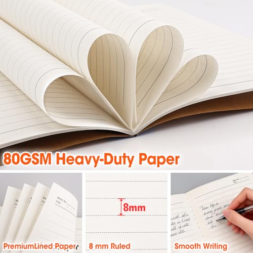 32 Pack Composition Notebooks Bulk, A5 Kraft Cover Lined Journaling Notebooks, 8.3”x 5.5” Travel Notebook for School Office Students Artists, 8 Colors 60 Pages