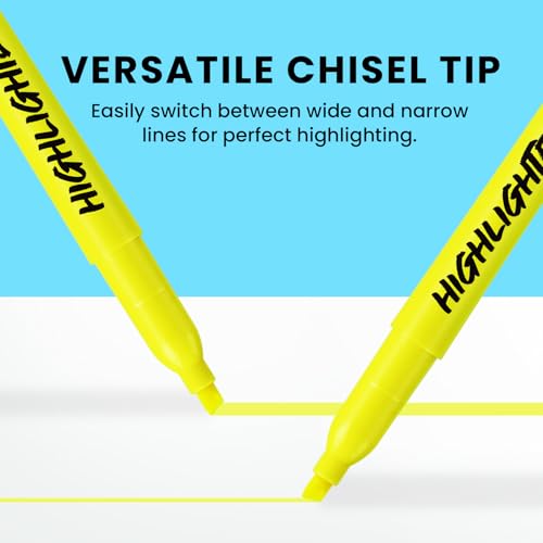Taja Highlighters 96 Pack Value Pack, Bright Yellow, Chisel Tip Marking Pens with Clean Ink, Suitable for School, Office, and Daily Use - color: Yellow