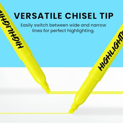 Taja Highlighters 96 Pack Value Pack, Bright Yellow, Chisel Tip Marking Pens with Clean Ink, Suitable for School, Office, and Daily Use - color: Yellow