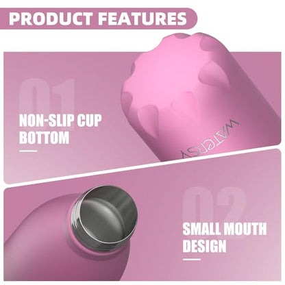 WATERSY Stainless Steel water bottles,17oz/500ml Insulated Water Bottles,Gloss Pink metal water bottle Keeps Drink Cold and Hot,BPA Free kids water bottles for School,Gym,Travel,Sports - color: Gloss Pink