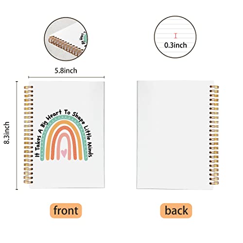 VNWEK Teacher Appreciation Gifts Spiral Notebook Journal 5.5 x 8.3 inches,It Takes a Big Heart to Shape Little Minds Boho Rainbow Lined Hardcover Spiral Notebook,Thank You Gifts for Teacher - color: jsj-notebook-11