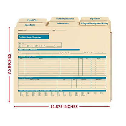 ComplyRight Expanded Employee Record Organizer and 6 Folder Sets | Pack of 25, 9-1/2" x 12” x 1-1/4”, Document Filing Folder for Businesses, Employee Management Documentation Office Supplies - style: 6-Folder Set