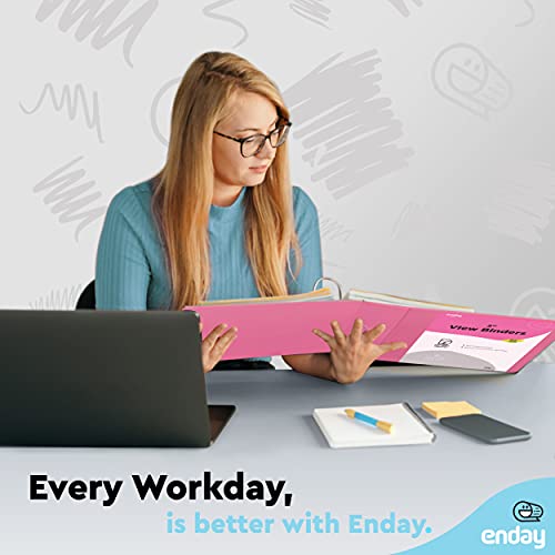 Enday 2 Inch 3 Ring Binder, Pink Heavy Duty Three Ring Binder, 480 Sheets Capacity - 2 Inch Binder for Home School and Office. - color: Pink, size: 2-Inch