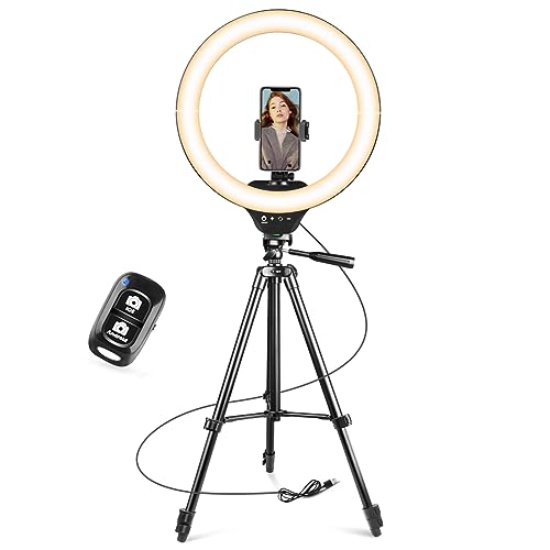 Sensyne 14" Ring Light with Tripod Stand, LED Circle Light with Phone Holder, for Photo Selfie, Video Recording, Zoom Meeting - color: Nature, size: 14-inch
