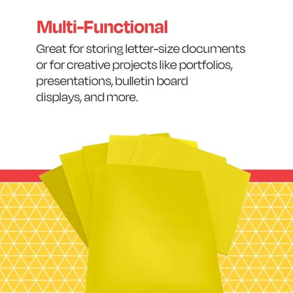 School Smart 2-Pocket Poly Folders, Yellow, Pack of 25 - color: Yellow, style: No Fasteners