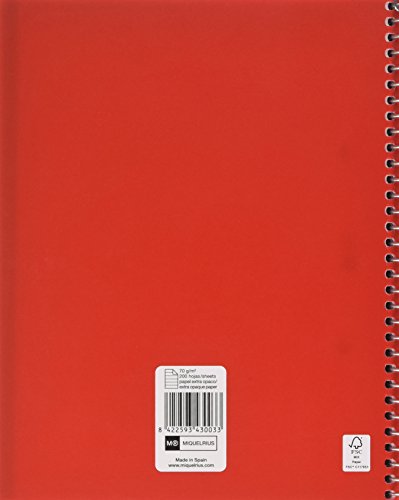 Miquelrius 8 Subject Spiral Notebook, College Ruled, Red (6.5" x 8")