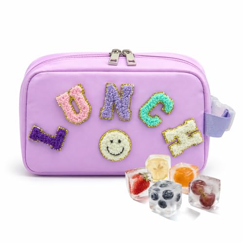 Small Lunch Bag for Girls with 2 Ice Packs, Insulated Mini Lunch Box, Freezable Cooler Bag for Kids Toddler, Reusable Snack Bags for School, Cute Lunchbox Back to School Supplies