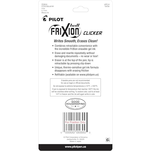 Pilot FriXion Clicker Erasable Design Collection Dots, Refillable & Retractable Gel Ink Pens, Fine Point 0.7mm, Black Ink, 5-Pack