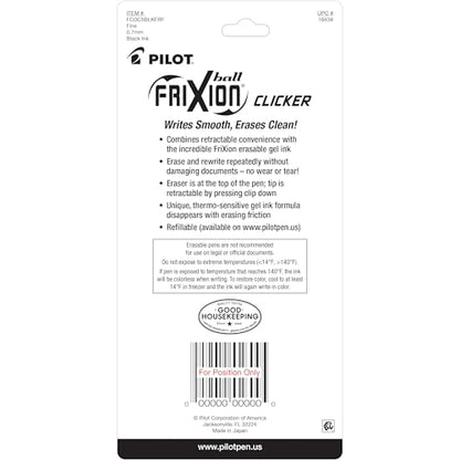 Pilot FriXion Clicker Erasable Design Collection Dots, Refillable & Retractable Gel Ink Pens, Fine Point 0.7mm, Black Ink, 5-Pack