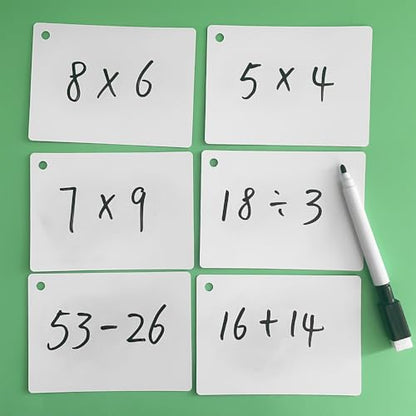 Double-Side Dry Erase Index Card - 20 Laminated Cards for Versatile Use | Laminated Cardstock 4.3x 3.1 inch, Reusable Blank Cards for Home, Work, School, Study Guide, to Do Lists, DIY Teaching Aids