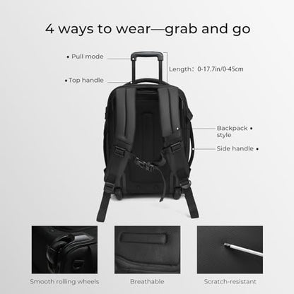 Rolling Backpack Travel, Expandable Suitcase with Lock,USB C Ports | with Vacuum pump,Anti-Theft,Waterproof,58-92L Compression Carry On Luggage,Roller Backpack with Hinomoto Wheels,YKK zippers - size: X Large