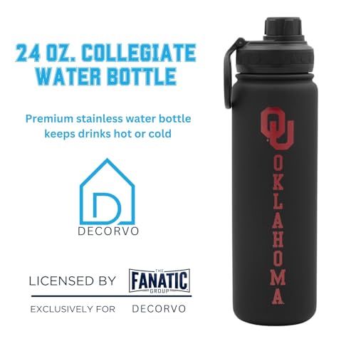 Oklahoma Water Bottle - Black Double Walled Stainless Steel 24 oz Keeps Drinks Cold or Hot - color: Oklahoma - Black