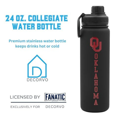 Oklahoma Water Bottle - Black Double Walled Stainless Steel 24 oz Keeps Drinks Cold or Hot - color: Oklahoma - Black
