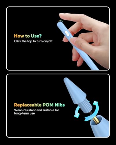 MoKo Pencil for iPad (A16) 11th 10th Gen, Stylus Pen for 2018-2026 Apple iPad 11/10/9/8/7/6/A16, Mini 7/6/5, Air M3/M2 11"/13"/5/4/3, Pro M4 13"/12.9"/11" Tilt Sensitivity, USB-C Fast Charging, Blue - color: Blue