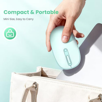 TECKNET Wireless Mouse,Bluetooth Mouse (BT5.3/5.0 & 2.4G) with USB Receiver Silent Optical Computer Mice，Wide Compatibility - color: Green