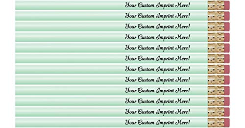 Express Pencils™ Personalized Pencils Round Custom Imprinted with your Name - Text - Logo - Message- 12 pkg - Personalization - Great Gift Ideas (Pastel Green) - color: Pastel Green