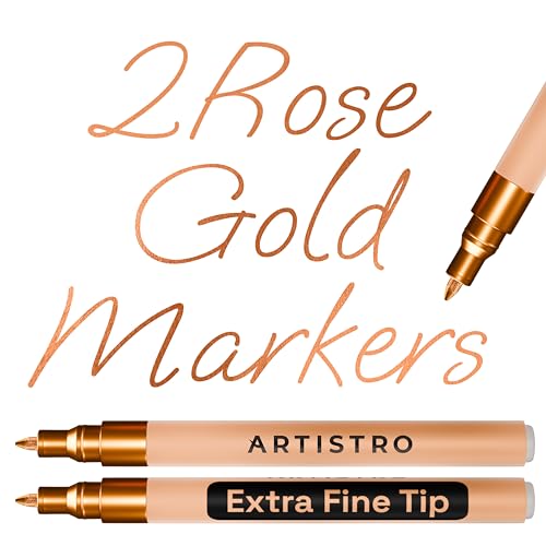 ARTISTRO 2 Rose Gold Acrylic Paint Markers - 0.7mm Extra Fine-Tip Paint Pens - Perfect for Crafting, Art Projects, & More - color: Rose Gold, style: Extra Fine