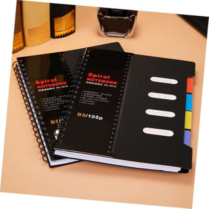 Luxshiny 2pcs A6 Spiral Notebooks 105-sheet Wide Ruled Memo Books with Tabs Spiral Bound Multi-subject Notepads for School Office Daily Planning
