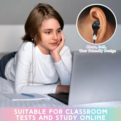50 Pack Earbud Bulk Headphone for Classroom Earphone Earbud with Wire Individually Bagged Wired in Ear Buds(Black) - color: Black