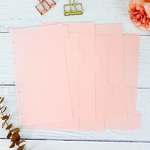 Koqye 12PCS Pink Personal Dividers with 6 Blank Tabs & Planner Stickers | 3.75" x 6.75", Plastic Side Tab Dividers Refillable Page Protectors for 6-Ring Binders, Planner, Agenda - color: Pink - 2set