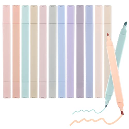 Bible Highlighters Assorted Colors 12 PCS Pastel Highlighters Dual Tips Highlighter Soft Chisel Tip & Fine Tip No Bleed Dry Fast Highlighter Set for Bible Journal Planner Supplies